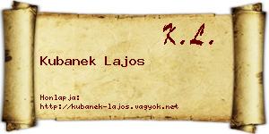 Kubanek Lajos névjegykártya